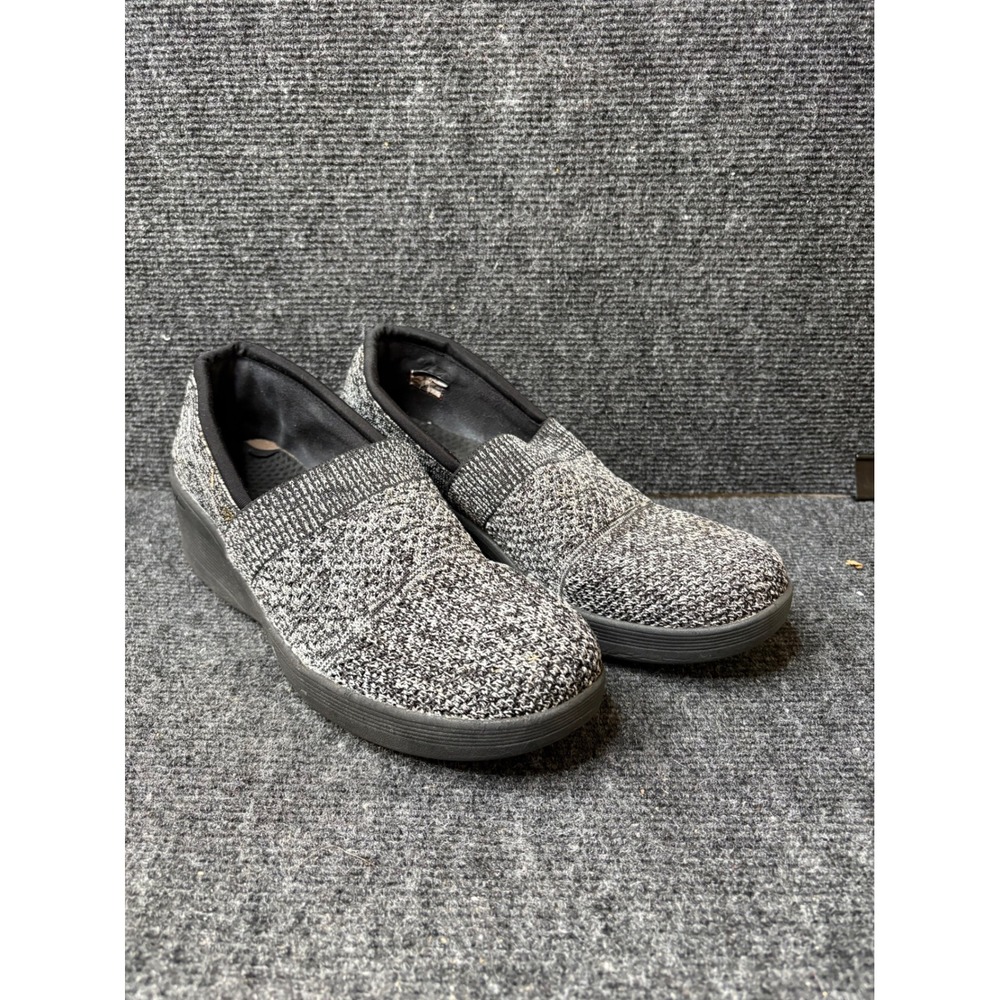 Skechers Womens Marled Grey Knit Wedge Slip On Shoes Size 9.5 Comfort Walking